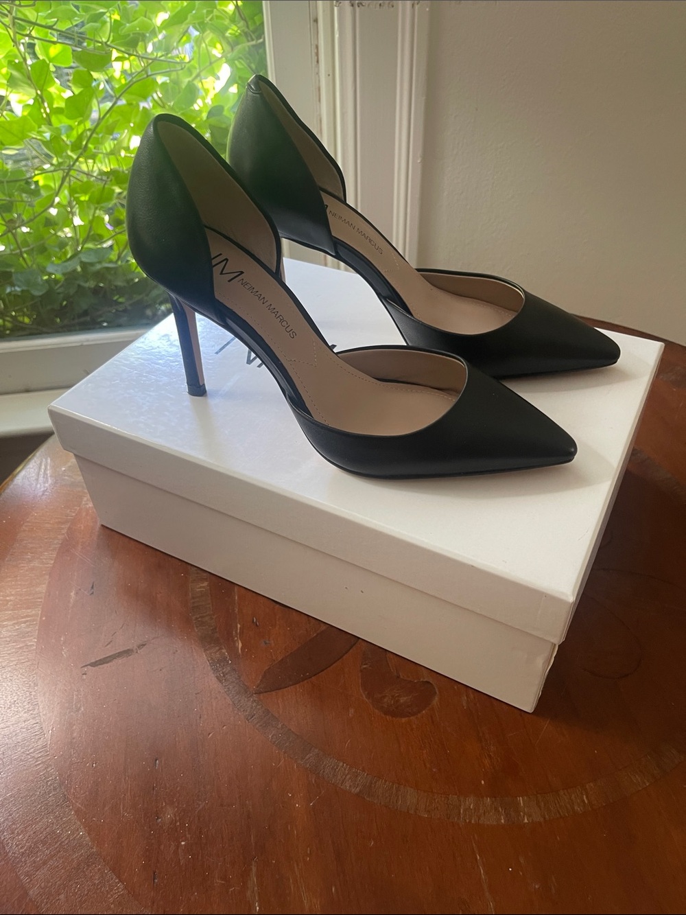 Neiman Marcus Black Pointed D'Orsay Stiletto Heels